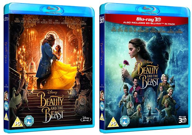 Portadas del Blu-Ray 2D y 3D de "La Bella y la Bestia".