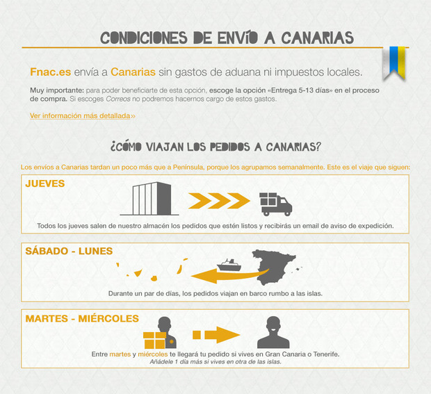 Información sobre los pedidos a Canarias en fnac.es