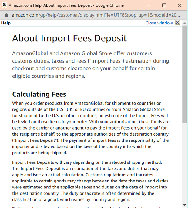 Experiencia con los import fees de Amazon.com