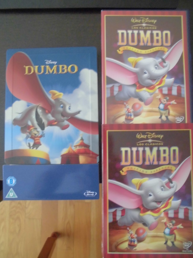 Dumbo blu-ray steelbook con Dumbo dvd con slipcover
