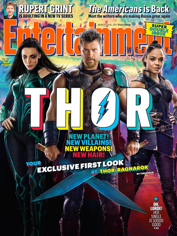 Thor, Hela y Valkiria en portada de Entertainment Weekly