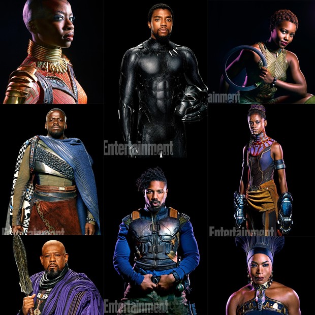 Retratos de los protagonistas de Black Panther (Pantera Negra)