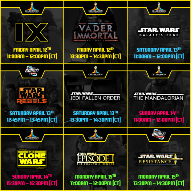 Calendario de los paneles de la Star Wars Celebration Chicago