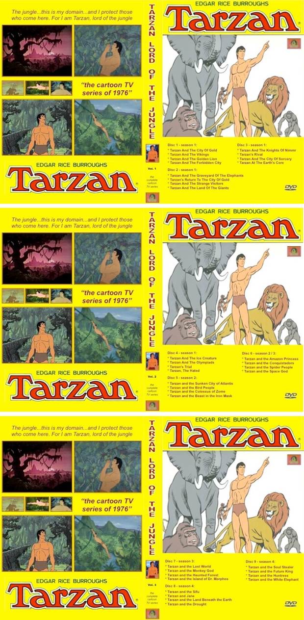 Mis carátulas... para la serie de dibujos "Tarzan, Lord of the Jungle" en tres volúmenes (en DVD)