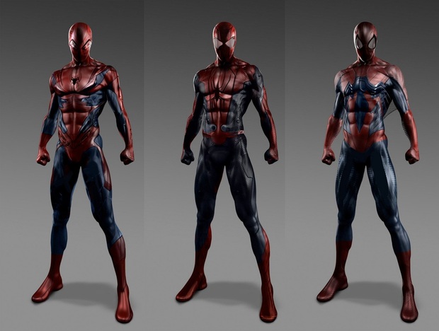 Los tres trajes descartados para la nueva pelicula de the amazing spiderman, the amazing spiderman 2