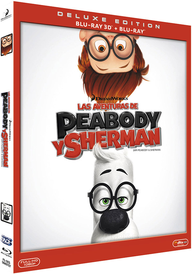 Diseño de la carátula de Las Aventuras de Peabody y Sherman en Blu-ray