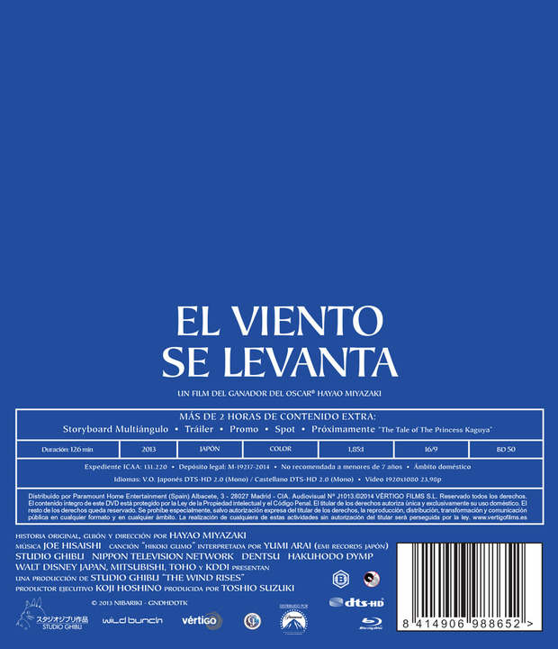 Más información de El Viento se Levanta en Blu-ray