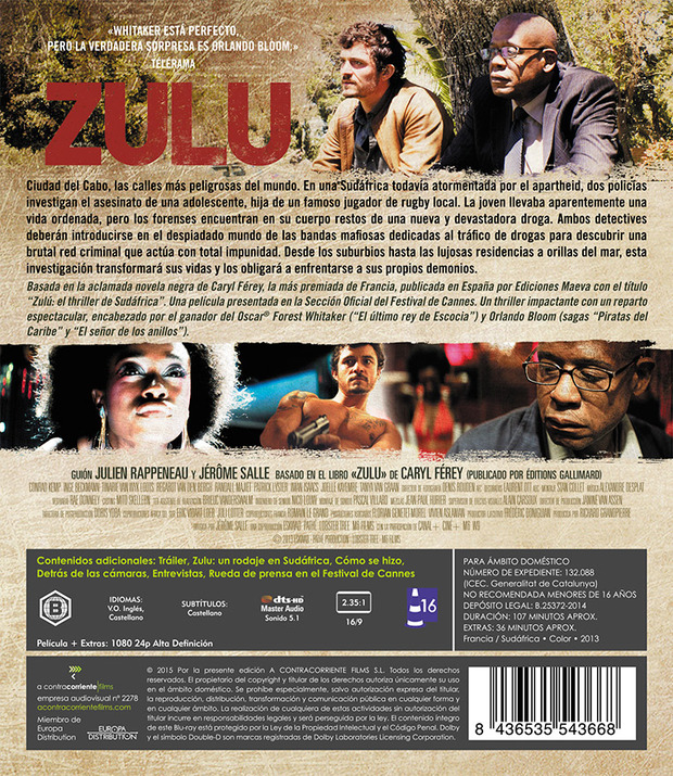 Zulu con Orlando Bloom, Forest Whitaker en Bl-uray