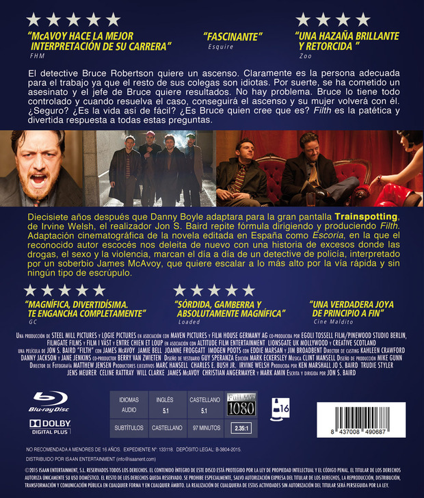 Detalles del Blu-ray de Filth, el Sucio