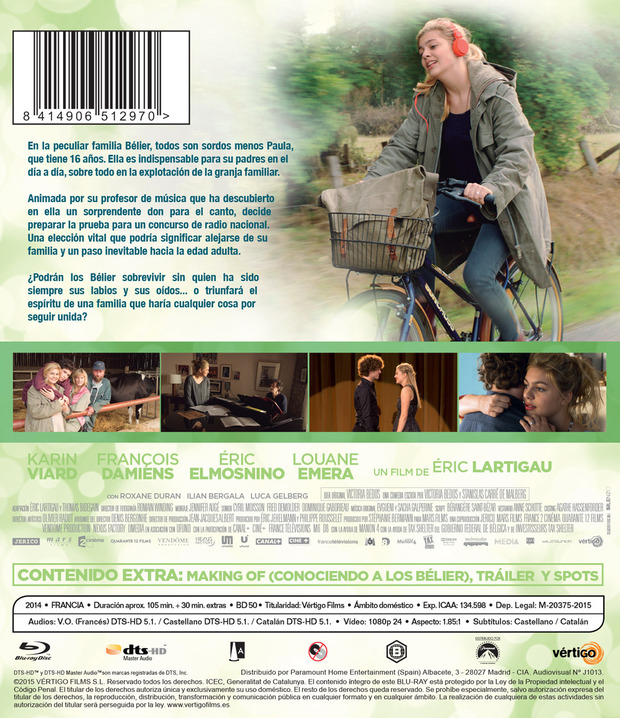 Detalles del Blu-ray de La Familia Bélier