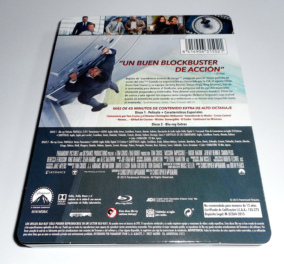 Fotografías del Steelbook de Misión Imposible: Nación Secreta en Blu-ray 3