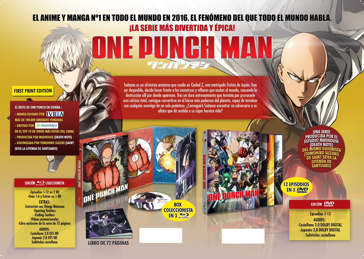 La serie One Punch Man en edición coleccionista Blu-ray