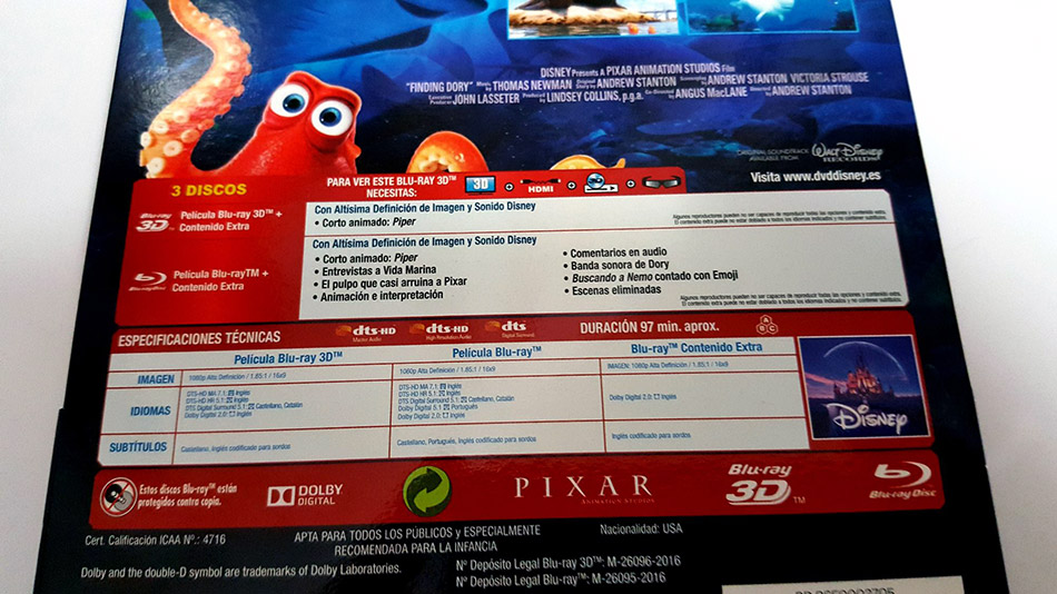 Fotografías del Steelbook de Buscando a Dory en Blu-ray 3D y 2D 8