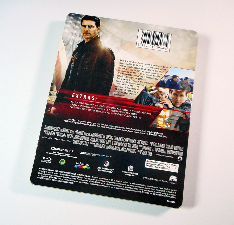 Fotografías del Steelbook de Jack Reacher: Nunca Vuelvas Atrás en Blu-ray 5