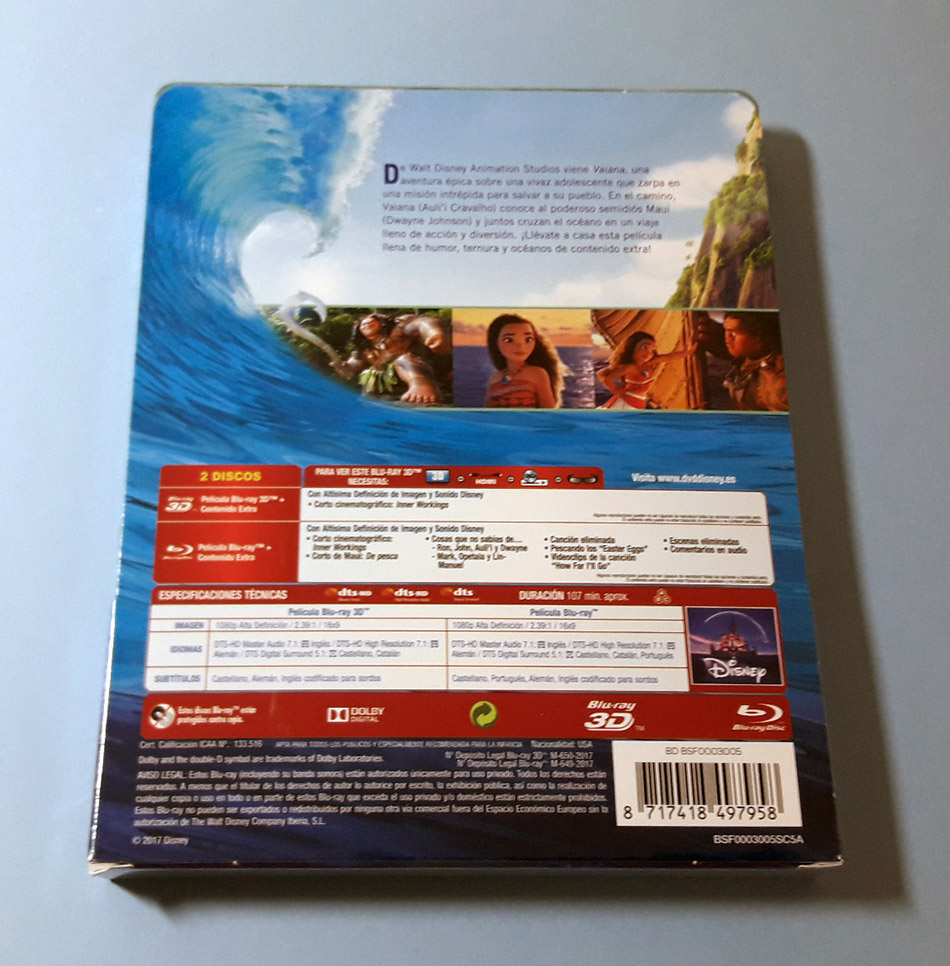 Fotografías del Steelbook de Vaiana en Blu-ray 3D y 2D 5