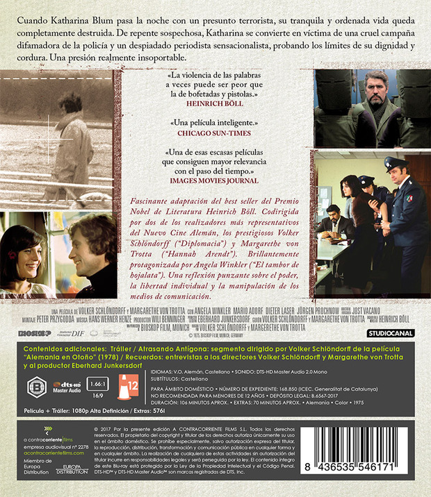 Todos los detalles de El Honor Perdido de Katharina Blum en Blu-ray