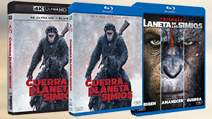 Carátulas de La Guerra del Planeta de los Simios en Blu-ray, 3D y 4K