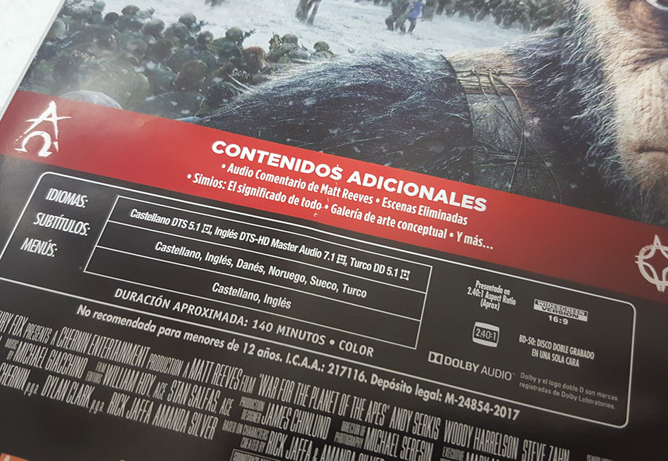 Fotografías del Steelbook de La Guerra del Planeta de los Simios en Blu-ray 6