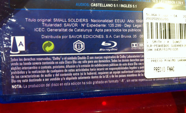 Emon vuelve a usar discos BD-R en Pequeños Guerreros y otros Blu-ray
