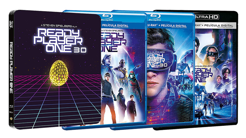 Diseño de las carátulas de Ready Player One en Blu-ray, 3D y 4K