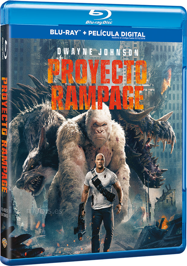 Carátula y extras de Proyecto Rampage en Blu-ray, 3D y 4K