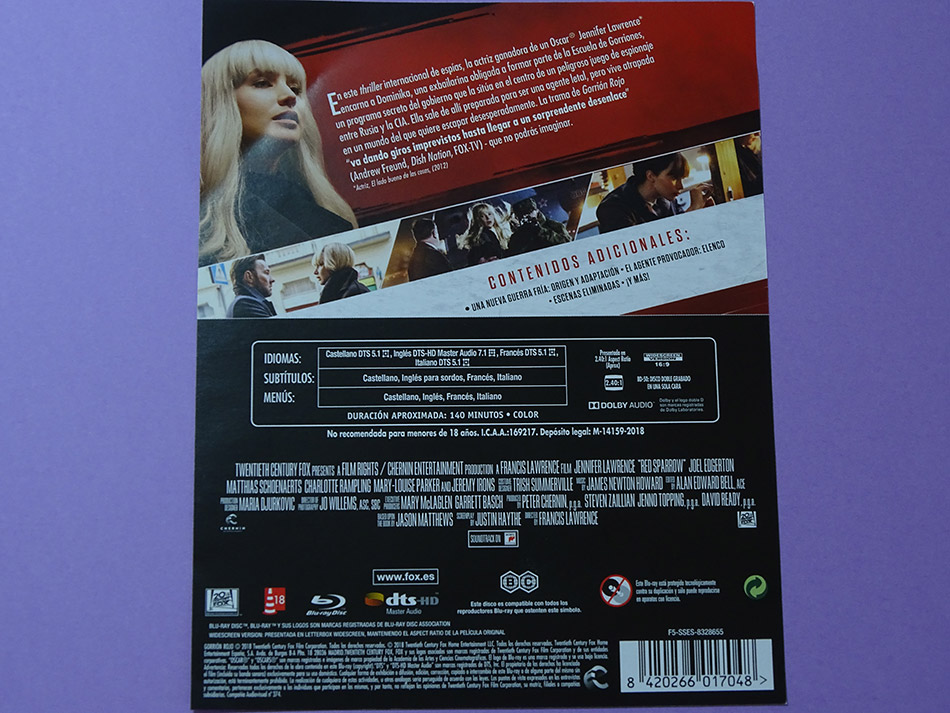 Fotografías del Steelbook de Gorrión Rojo en Blu-ray 10