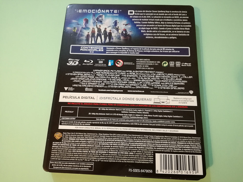 Fotografías del Steelbook de Ready Player One en Blu-ray 3D y 2D 5