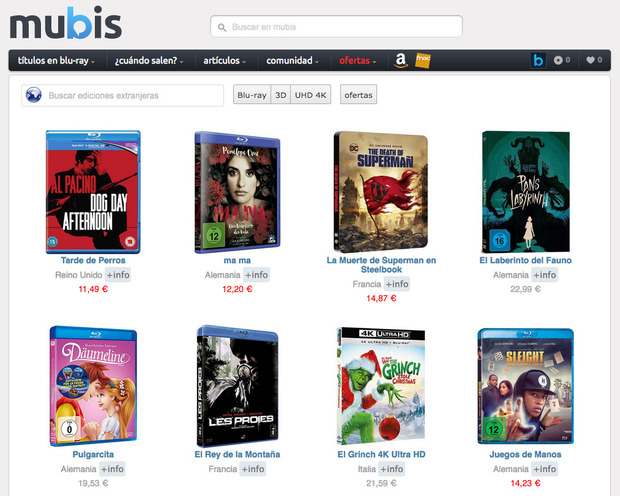 Sección fija con ediciones extranjeras con castellano en Blu-ray y 4K inéditas en España