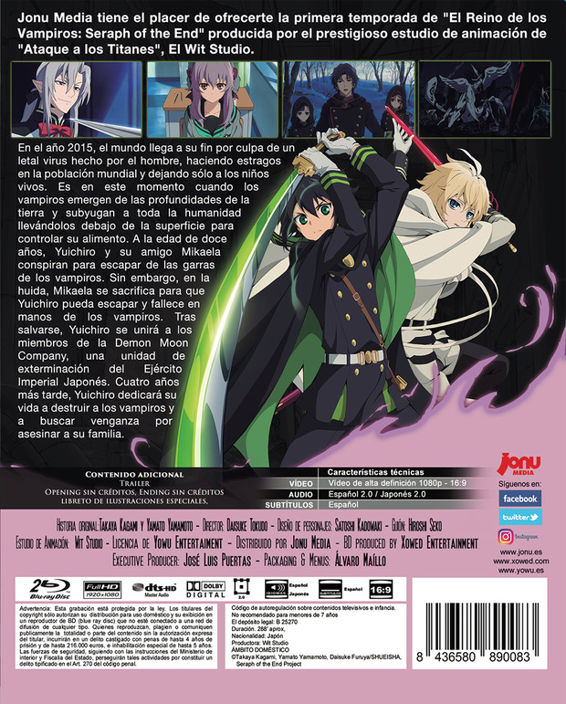 Detalles del Blu-ray de El Reino de los Vampiros (Seraph of the End) - Primera Temporada