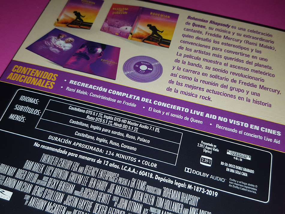 Fotografías del Digibook de Bohemian Rhapsody en Blu-ray 8