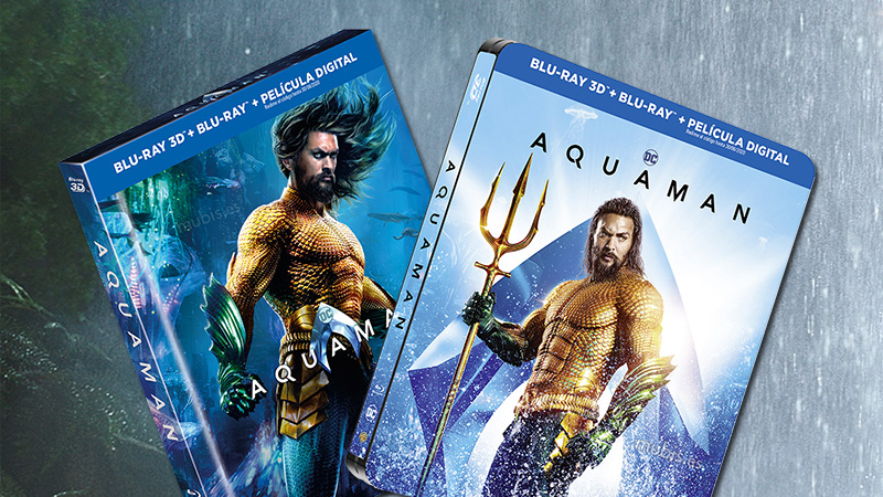 Diseños de las ediciones españolas de Aquaman en Blu-ray, 3D y 4K