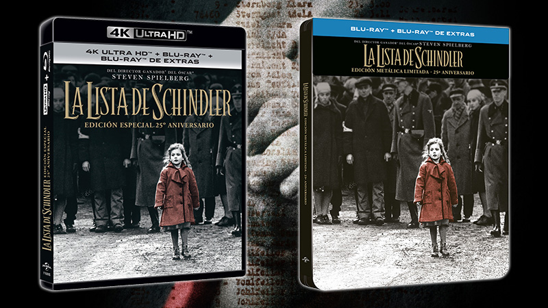 Ediciones 25º aniversario de La Lista de Schindler en 4K y Steelbook