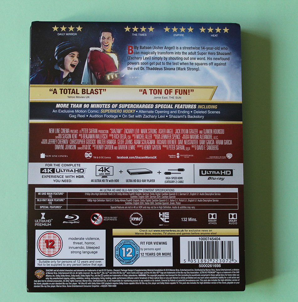 Fotografías del Stelbook de ¡Shazam! en UHD 4K y Blu-ray (UK) 2