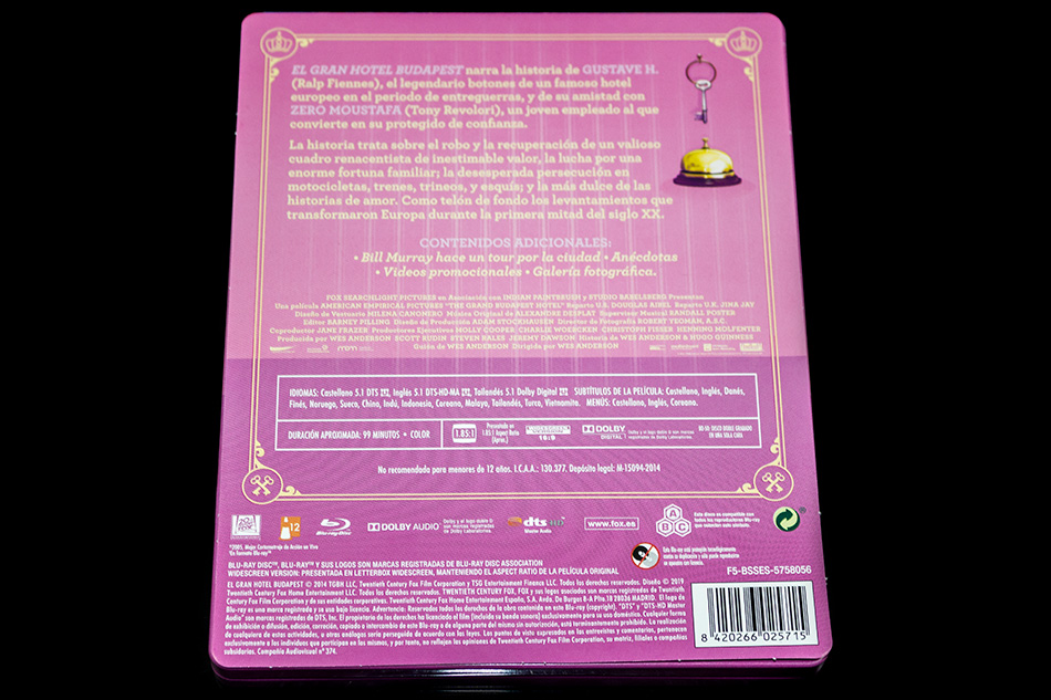 Fotografías del Steelbook de El Gran Hotel Budapest en Blu-ray 7