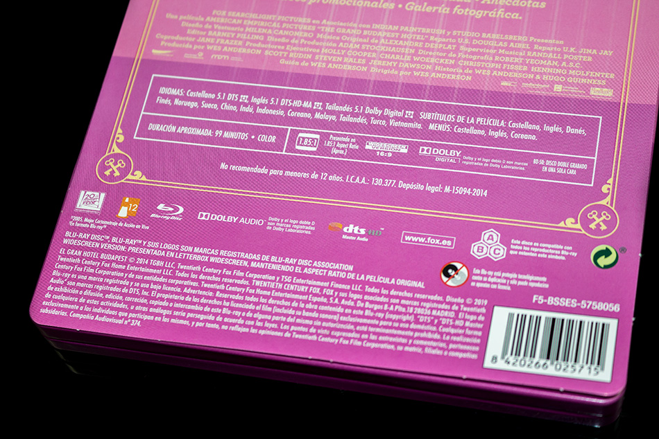 Fotografías del Steelbook de El Gran Hotel Budapest en Blu-ray 9