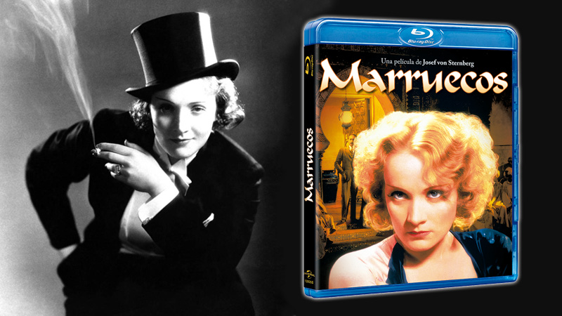 Carátula y datos técnicos de Marruecos -dirigida por Josef von Sternberg- en Blu-ray