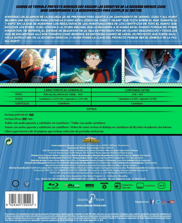 Detalles completos de la edición coleccionista de My Hero Academia. Dos Héroes en Blu-ray