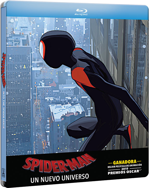 Diseño de la carátula de Spider-Man: Un Nuevo Universo - Edción Metálica en Blu-ray 1