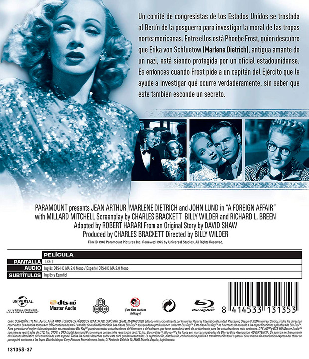 Berlín-Occidente en Blu-ray, dirigida por Billy Wilder