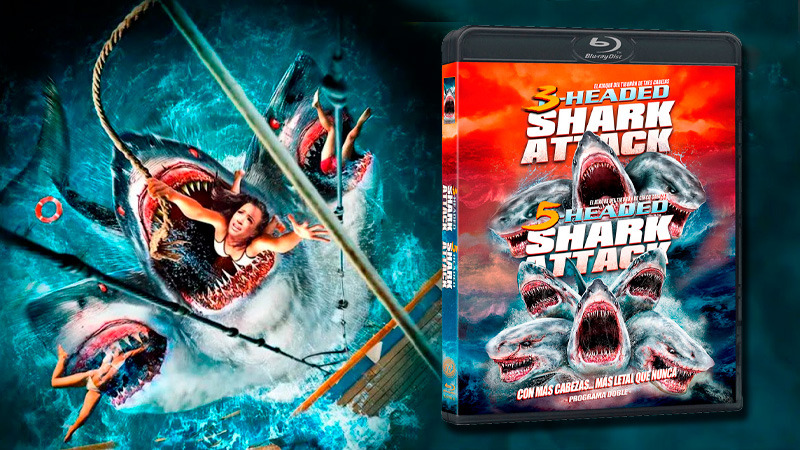 Programa doble en Blu-ray de tiburones con múltiples cabezas