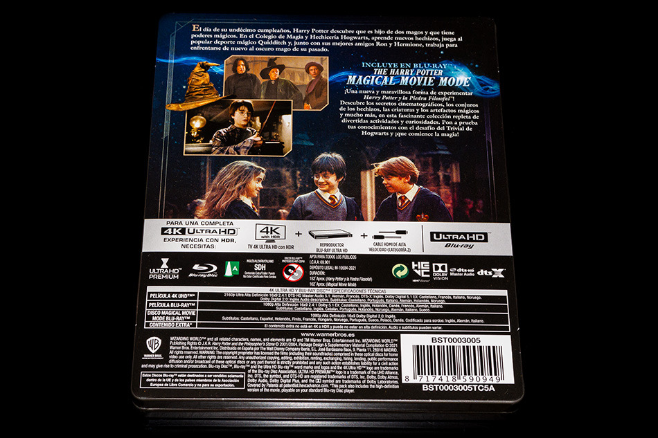 Fotografías del Steelbook con Magical Movie Mode de Harry Potter y la Piedra Filosofal en UHD 4K y Blu-ray 7