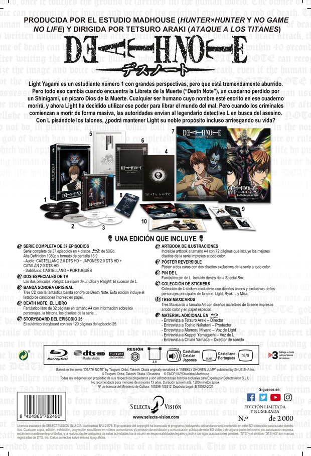 Nueva edición coleccionista tamaño A4 de Death Note en Blu-ray