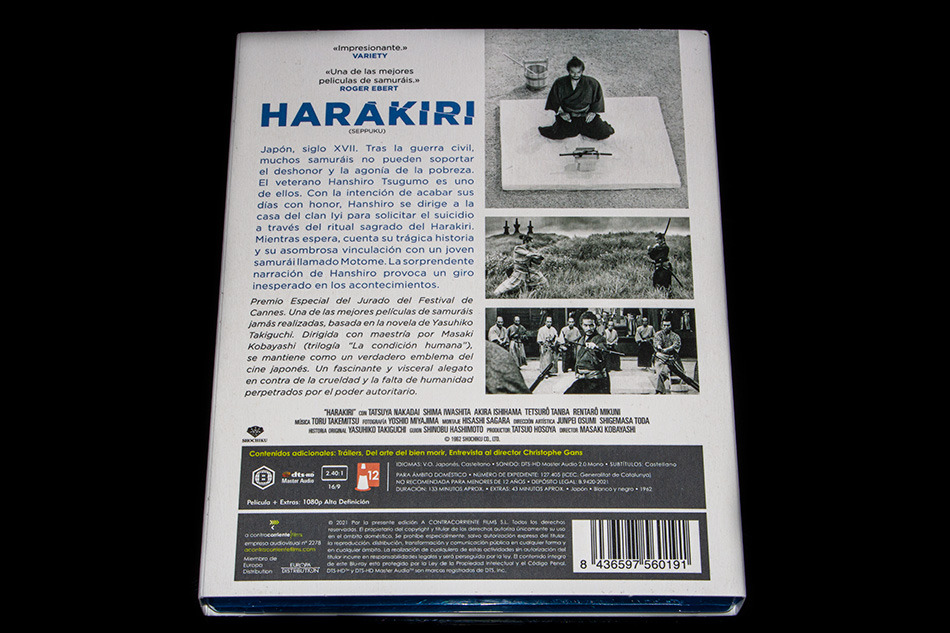Fotografías del Blu-ray de Harakiri con funda y libreto 6
