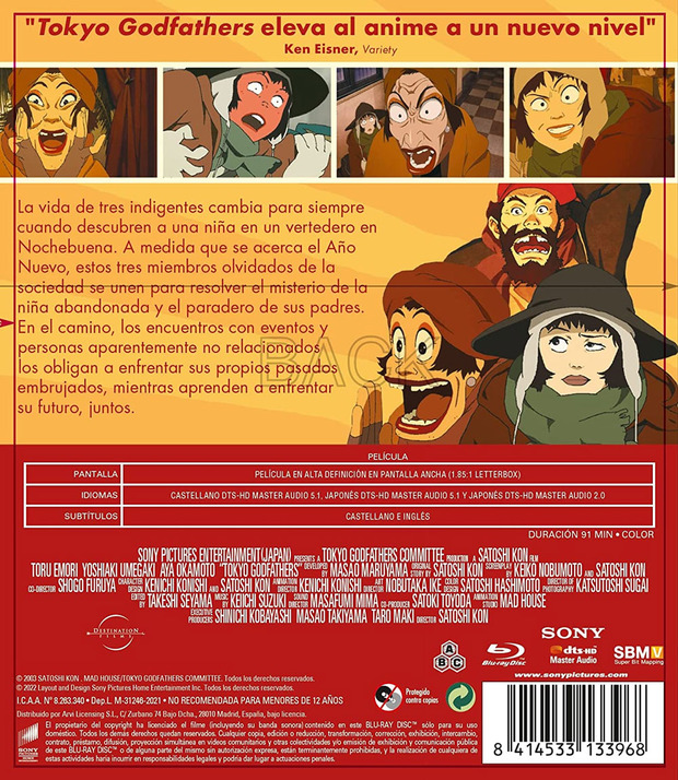 Información completa de Tokyo Godfathers en Blu-ray [actualizado]