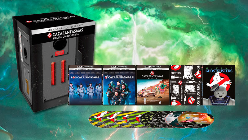 Pack para coleccionistas de Cazafantasmas en UHD 4K con forma de trampa