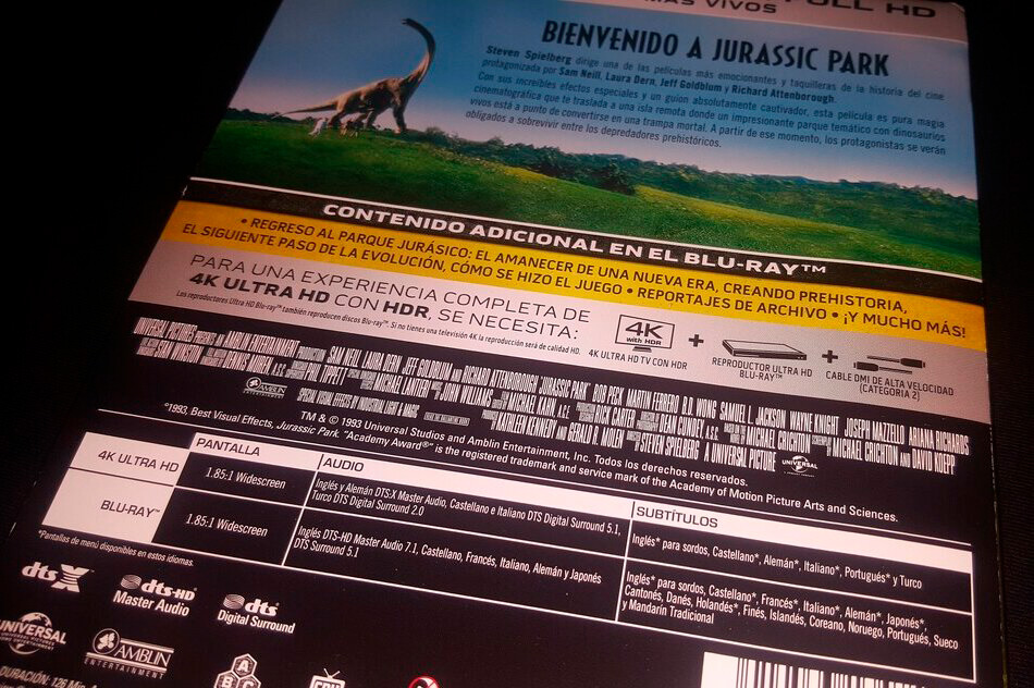 Fotografías del Steelbook de Jurassic Park en UHD 4K y Blu-ray 5