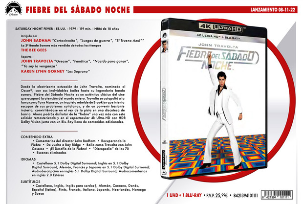 Precio de Fiebre del Sábado Noche en Ultra HD Blu-ray