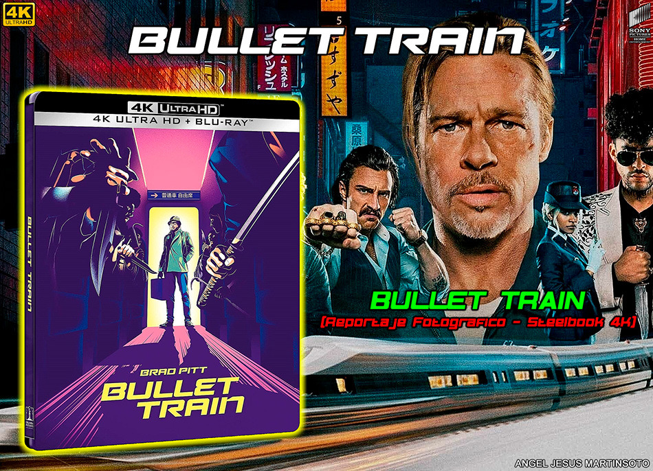 Fotografías del Steelbook con postales de Bullet Train en UHD 4K y Blu-ray 1