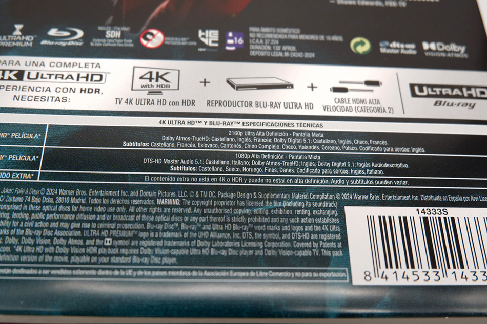Fotografías del Steelbook de Joker: Folie à Deux en UHD 4K y Blu-ray 5