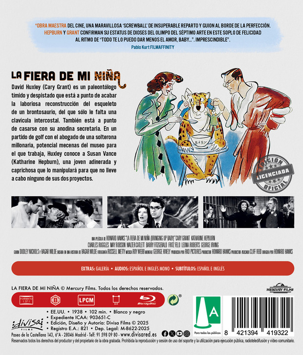 La Fiera de mi Niña en Blu-ray, con Cary Grant y Katharine Hepburn